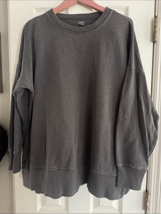 aerie Sweaters - aerie Charcoal Gray Oversized Crewneck Sweater